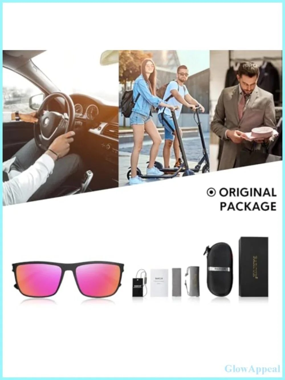 Polarized UV400 Square Sunglasses TR90 Frame Anti-Glare Driving Outdoor
